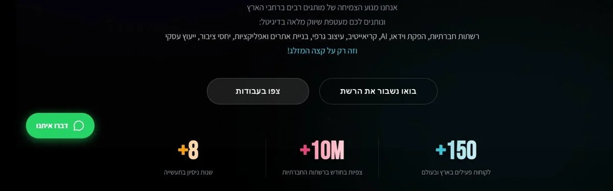 כפתור וואטסאפ ברור ובצד ימין, לפני השדרוג